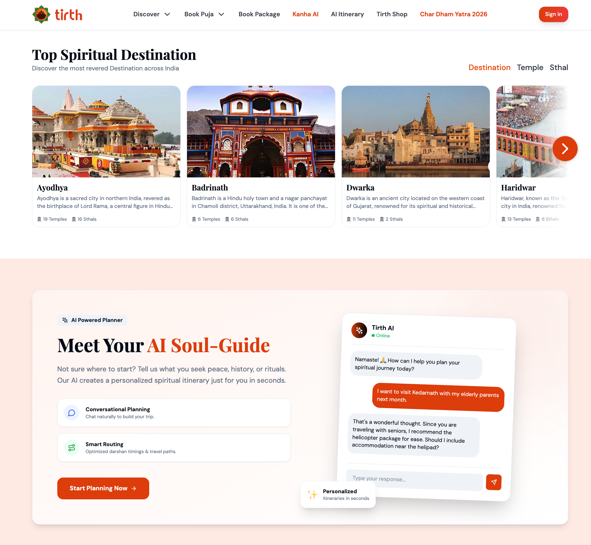 Tirth · Destinations